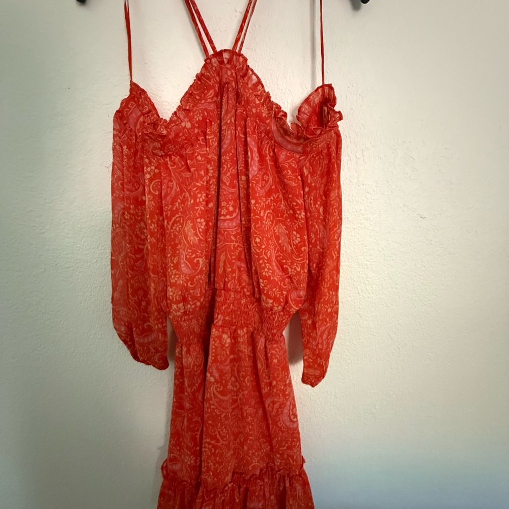 1. State Vibrant Red Paisley Dress